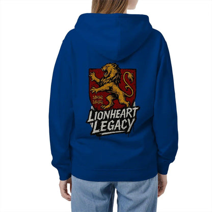 Celtic Lion Zip Hoodie - Lionheart Red Ribbed Hem Unisex - Celtic Wolfwear