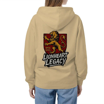 Celtic Lion Zip Hoodie - Lionheart Red Ribbed Hem Unisex - Celtic Wolfwear