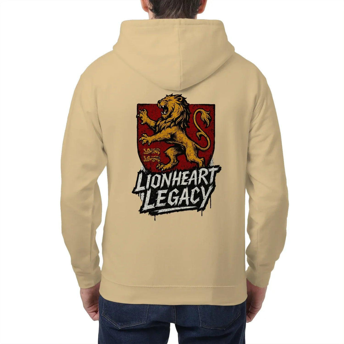 Celtic Lion Zip Hoodie - Lionheart Red Ribbed Hem Unisex - Celtic Wolfwear