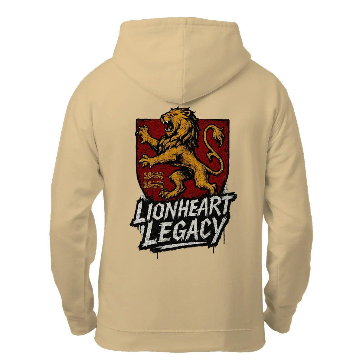 Celtic Lion Zip Hoodie - Lionheart Red Ribbed Hem Unisex - Celtic Wolfwear