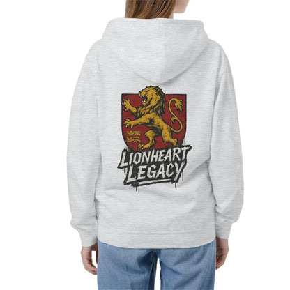 Celtic Lion Zip Hoodie - Lionheart Red Ribbed Hem Unisex - Celtic Wolfwear