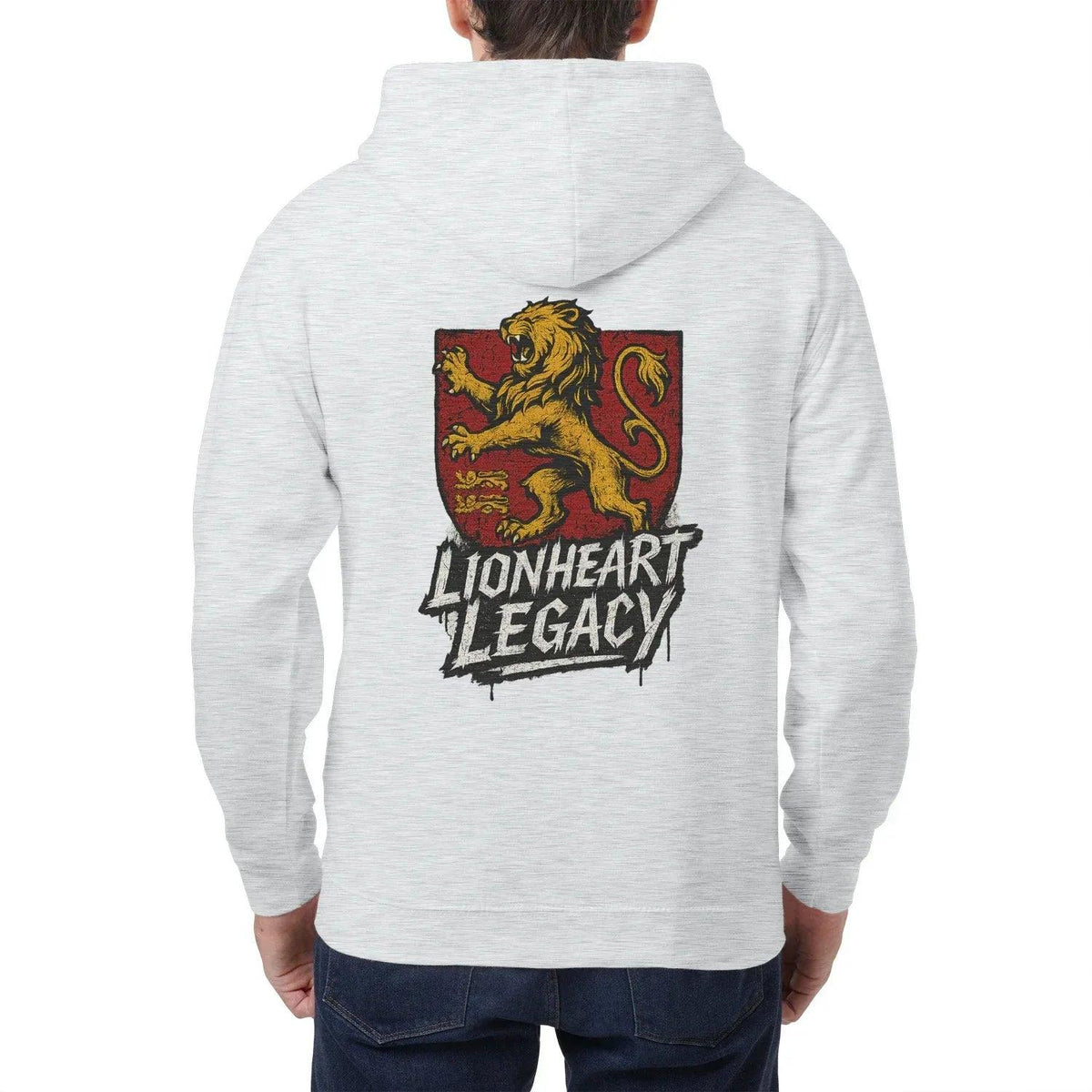 Celtic Lion Zip Hoodie - Lionheart Red Ribbed Hem Unisex - Celtic Wolfwear