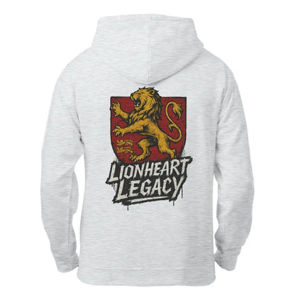 Celtic Lion Zip Hoodie - Lionheart Red Ribbed Hem Unisex - Celtic Wolfwear