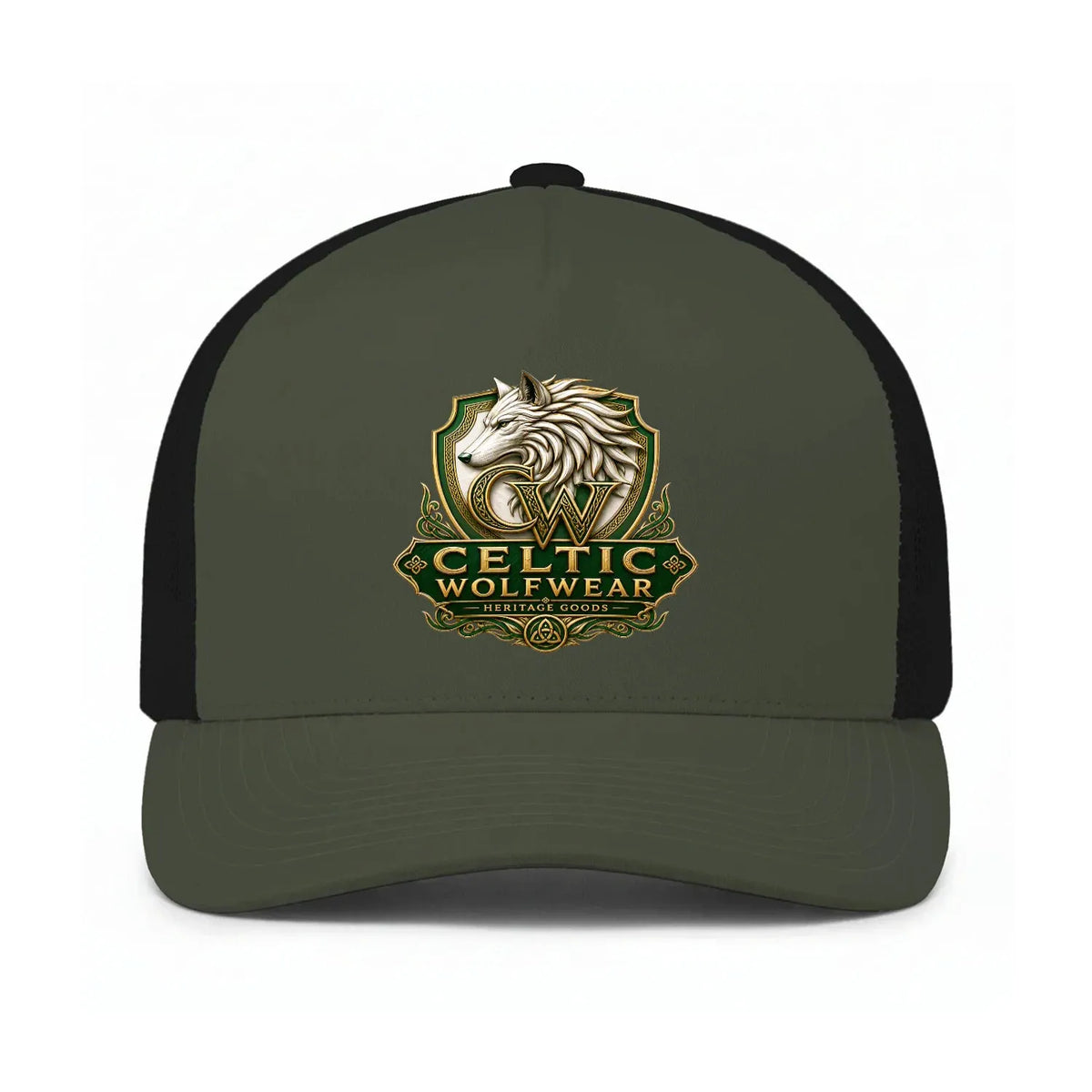 Celtic Trucker Cap - Heritage Mesh Backs Curved Brims - Celtic Wolfwear