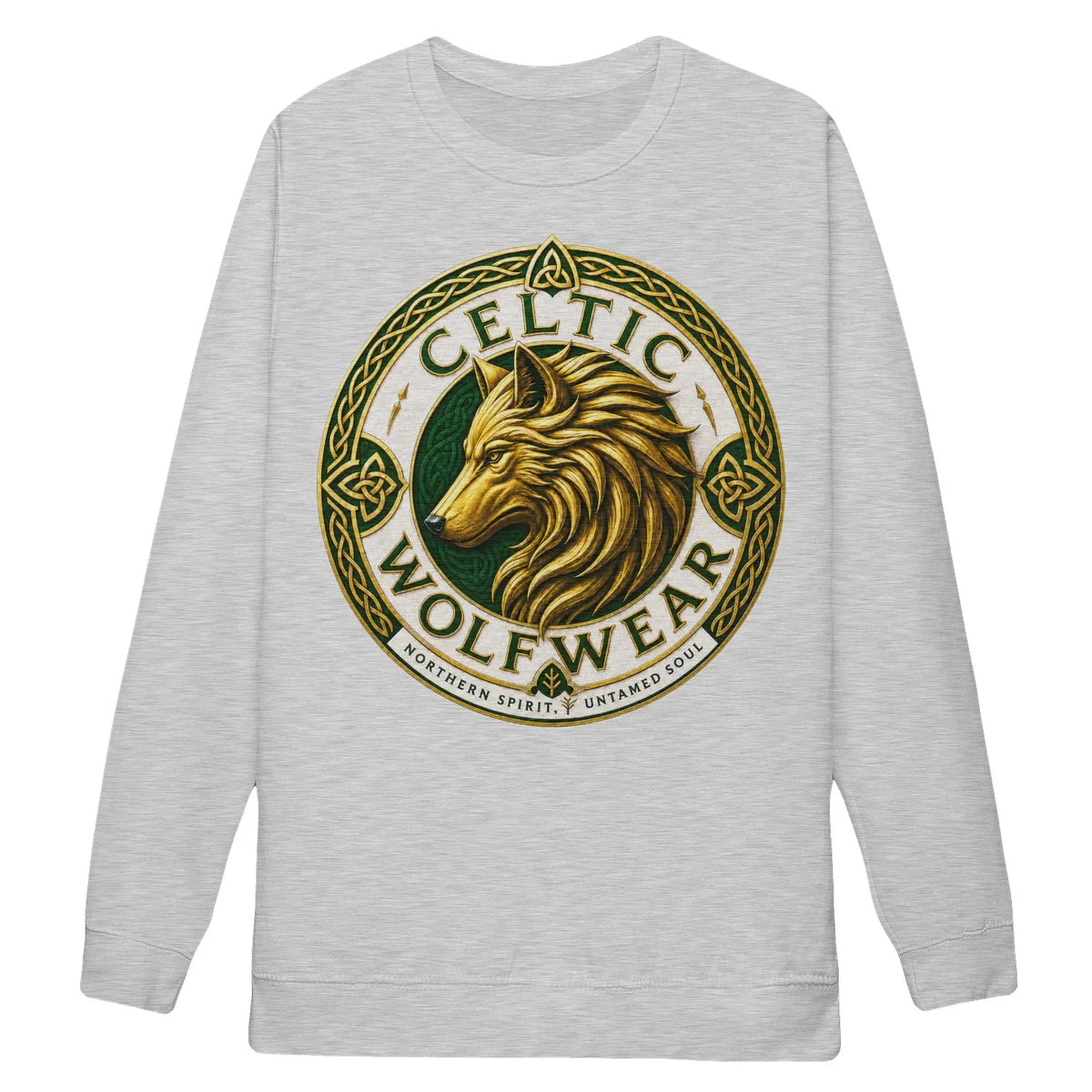Celtic Wolf Sweatshirt - Untamed Soul Ribbed Hem Unisex - Celtic Wolfwear