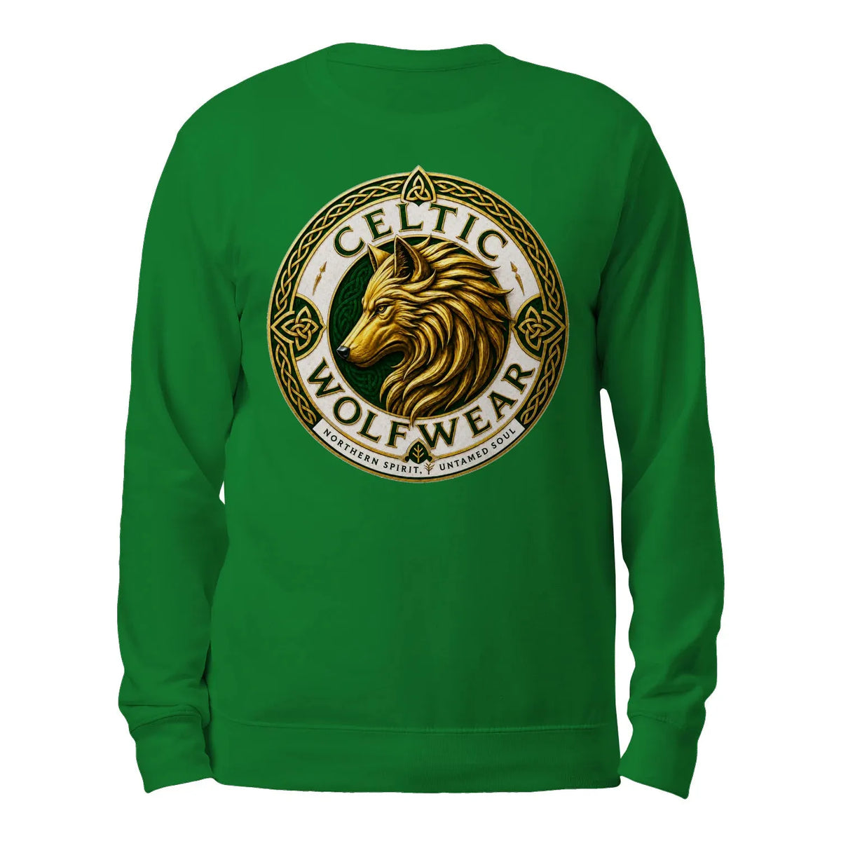 Celtic Wolf Sweatshirt - Untamed Soul Ribbed Hem Unisex - Celtic Wolfwear