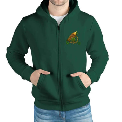 Celtic Wolf Zip Hoodie - Break Knuckles Unisex Streetwear - Celtic Wolfwear