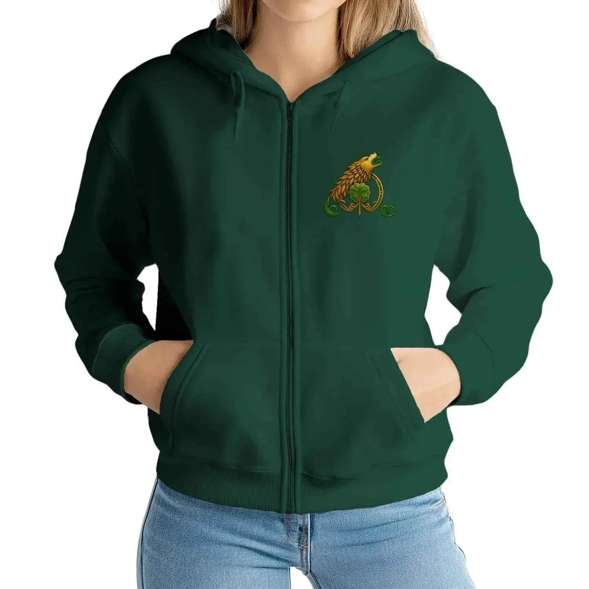 Celtic Wolf Zip Hoodie - Break Knuckles Unisex Streetwear - Celtic Wolfwear