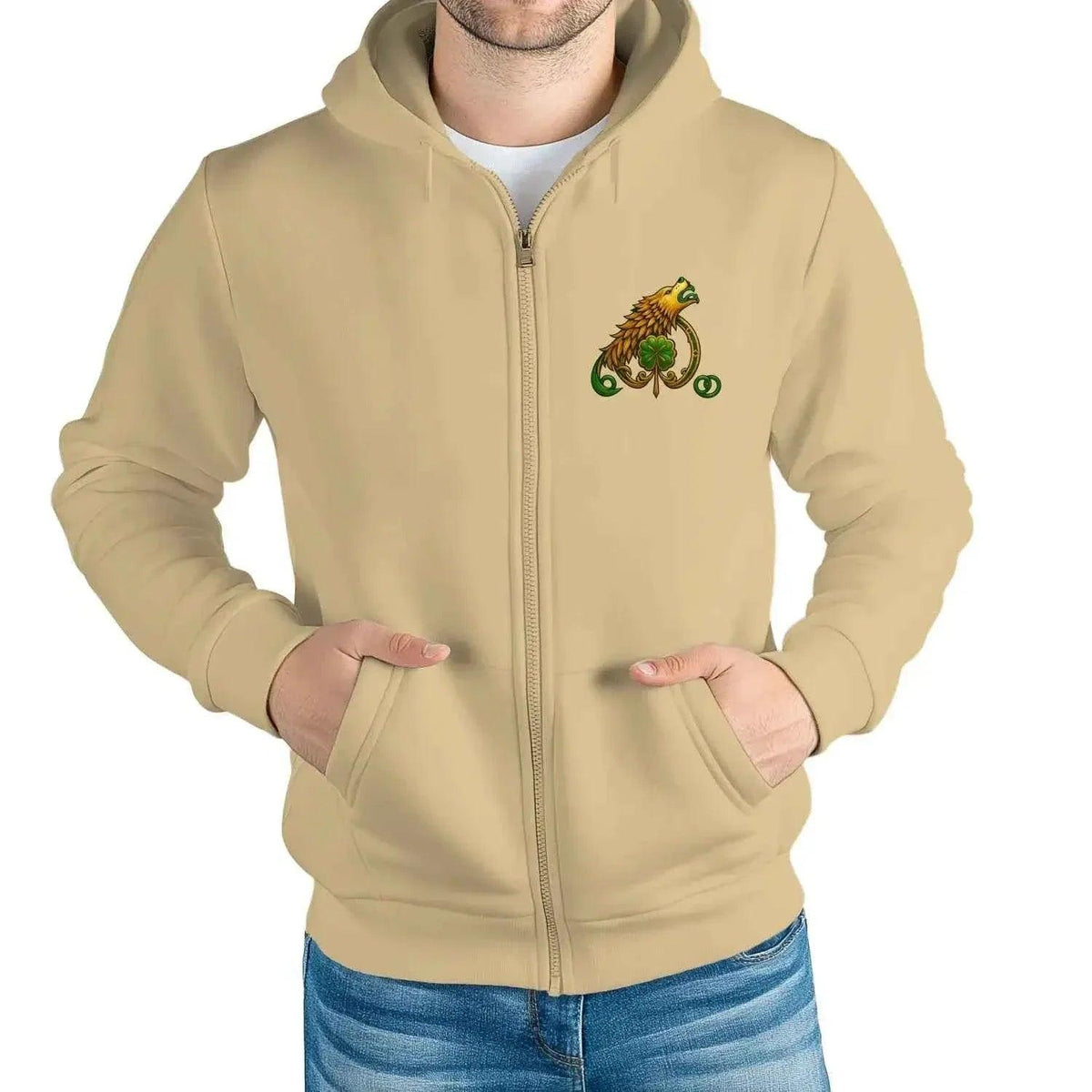 Celtic Wolf Zip Hoodie - Fight Comes Natural, Unisex - Celtic Wolfwear