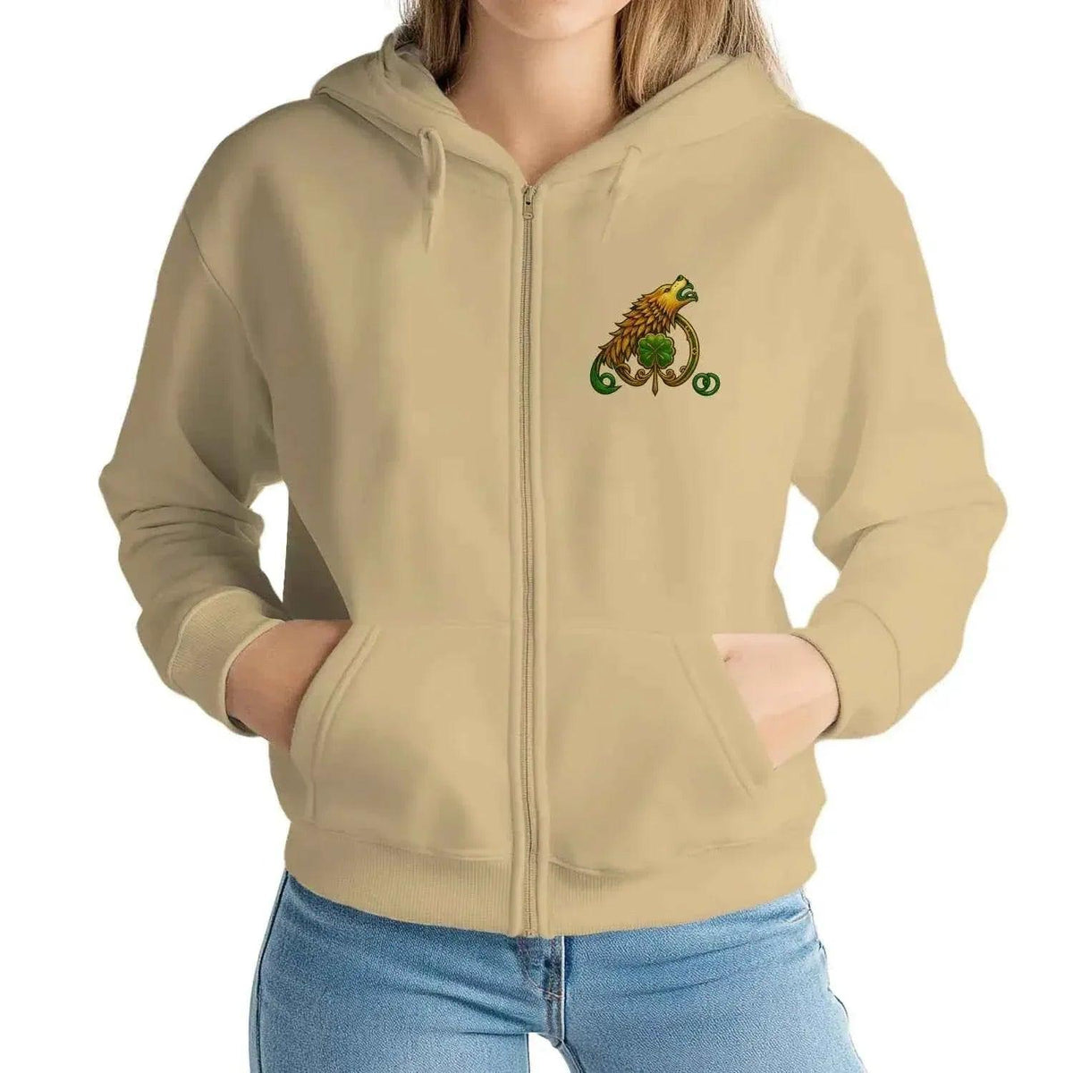 Celtic Wolf Zip Hoodie - Fight Comes Natural, Unisex - Celtic Wolfwear