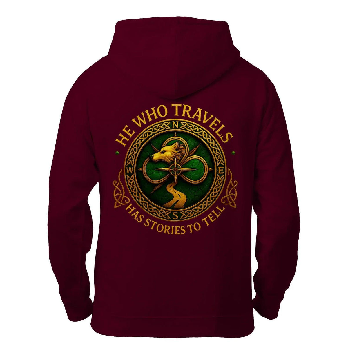 Celtic Wolf Zip Hoodie - He Who Travels Unisex Streetwear - Celtic Wolfwear