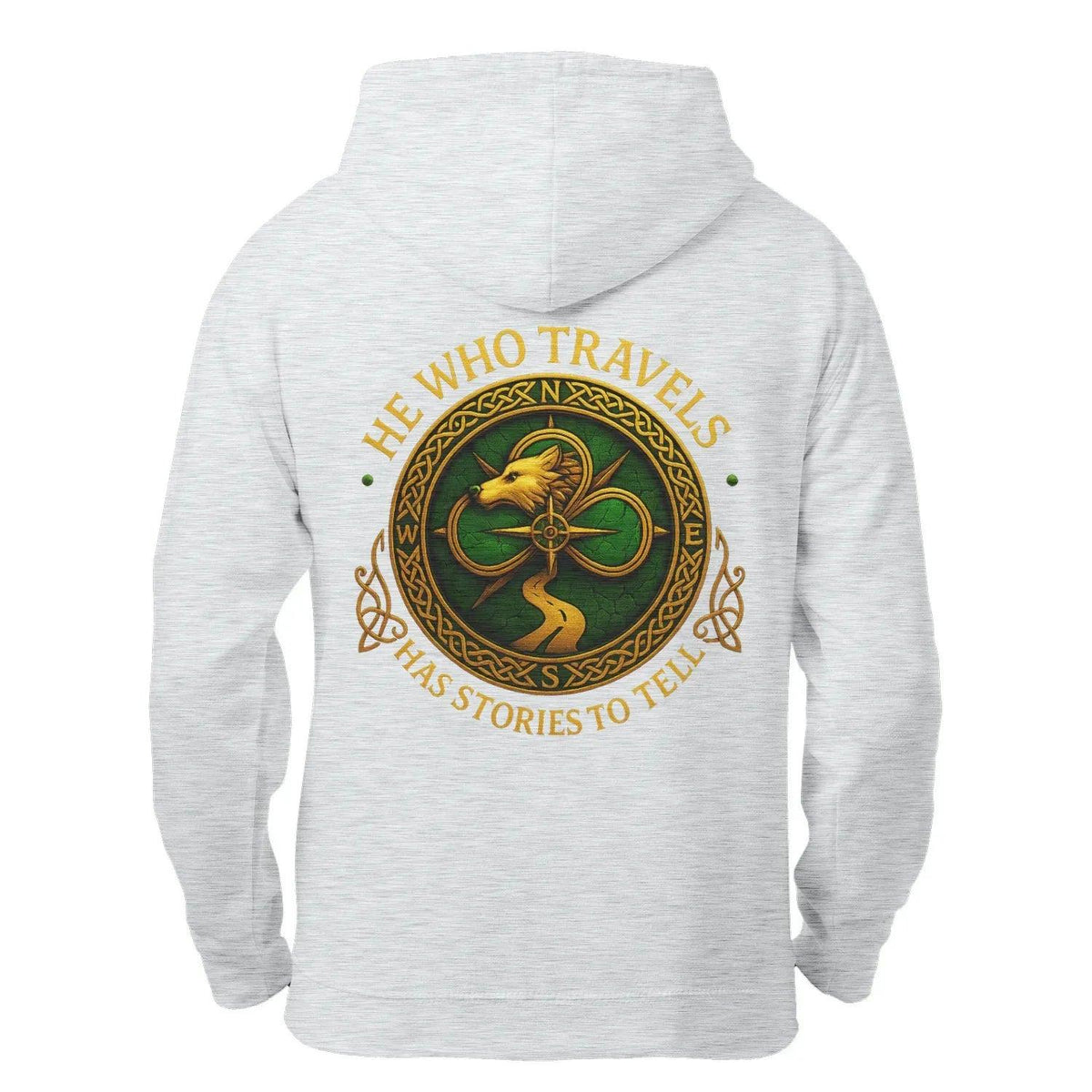 Celtic Wolf Zip Hoodie - He Who Travels Unisex Streetwear - Celtic Wolfwear
