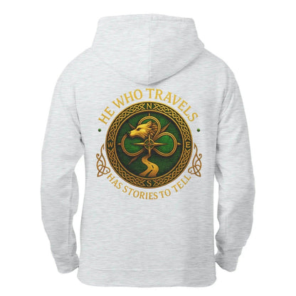 Celtic Wolf Zip Hoodie - He Who Travels Unisex Streetwear - Celtic Wolfwear