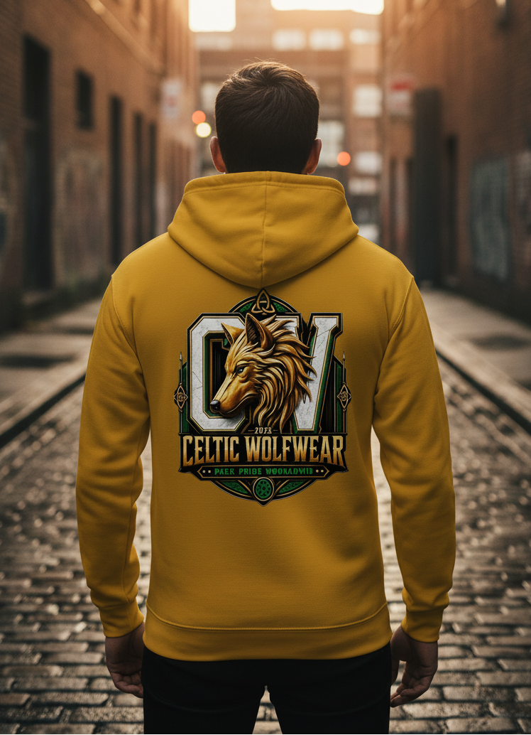 Celtic Wolf Zip Hoodie - Pack Pride Full Mustard Unisex - Celtic Wolfwear