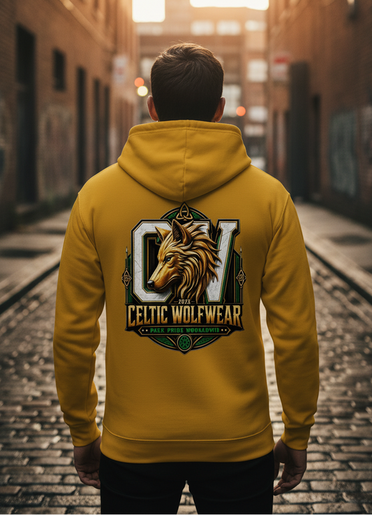 Celtic Wolf Zip Hoodie - Pack Pride Full Mustard Unisex - Celtic Wolfwear