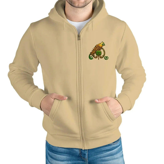 Celtic Wolf Zip Hoodie - Round Premium Unisex Streetwear - Celtic Wolfwear