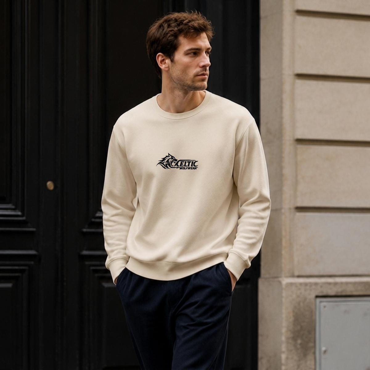 Celtic Wolfwear Men's Heavyweight Crew Neck DTG print Sweatshirt - Celtic Wolfwear