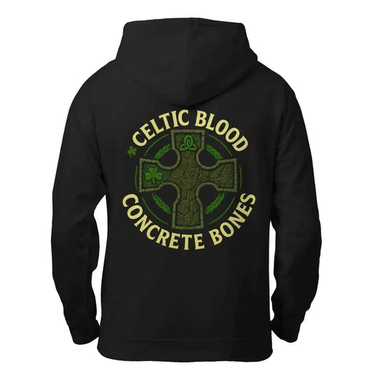 Celtic Zip Hoodie - Blood Concrete Bones Design, Unisex - Celtic Wolfwear