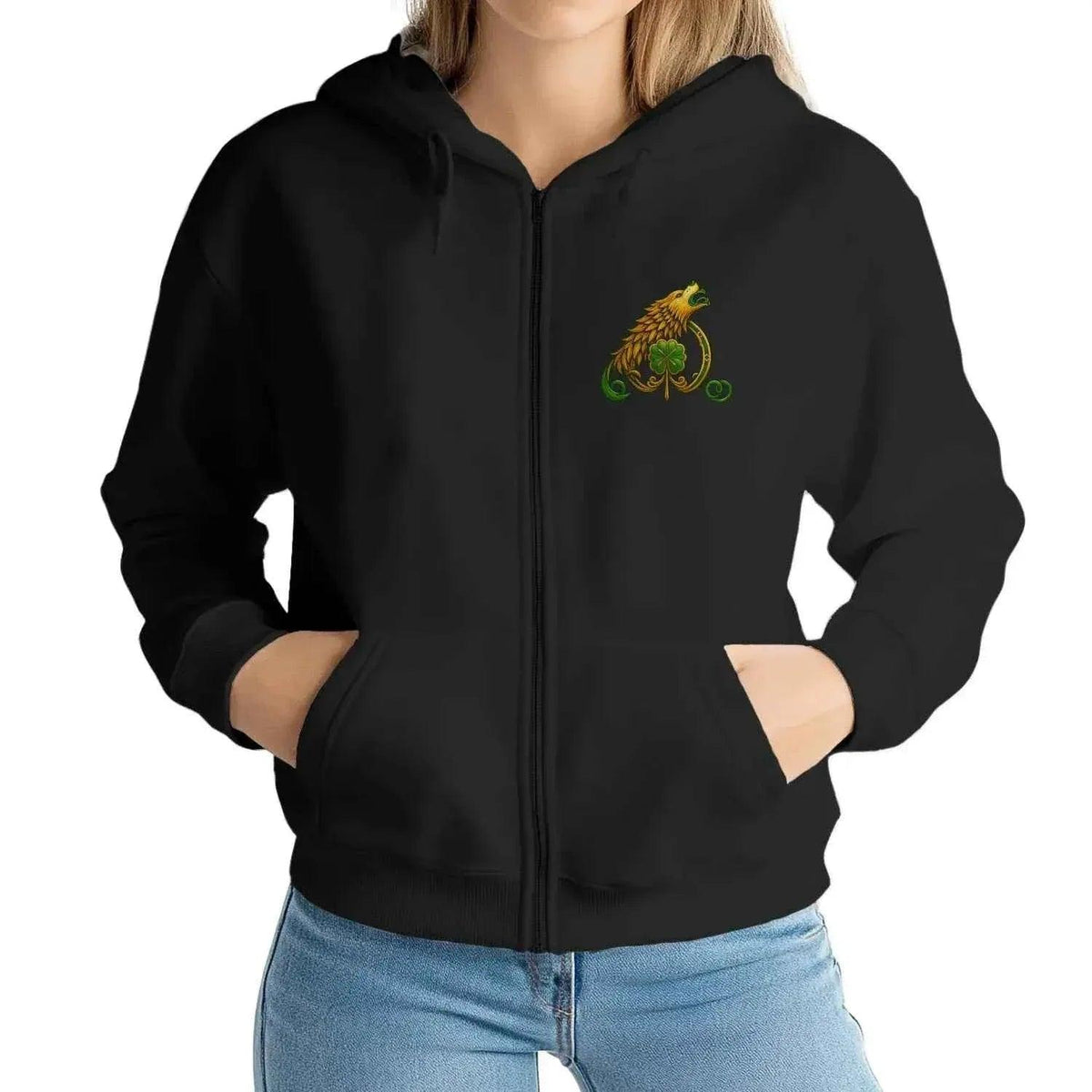 Celtic Zip Hoodie - Blood Concrete Bones Design, Unisex - Celtic Wolfwear