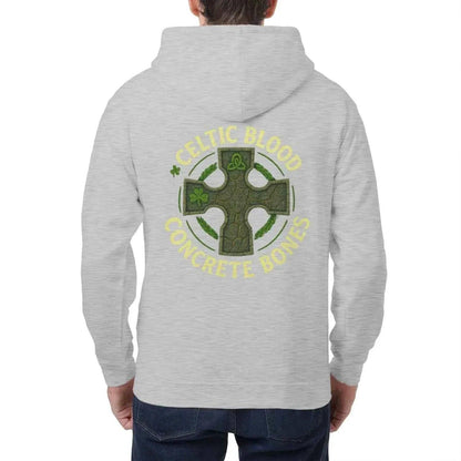 Celtic Zip Hoodie - Blood Concrete Bones Design, Unisex - Celtic Wolfwear