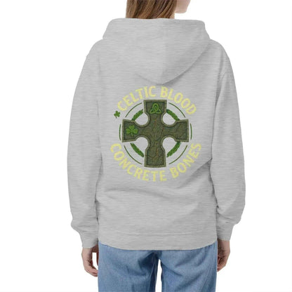 Celtic Zip Hoodie - Blood Concrete Bones Design, Unisex - Celtic Wolfwear
