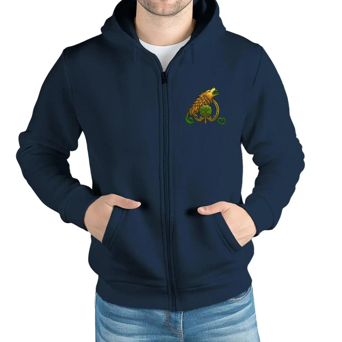 Celtic Zip Hoodie - Knots and Knuckles No 1, Unisex - Celtic Wolfwear