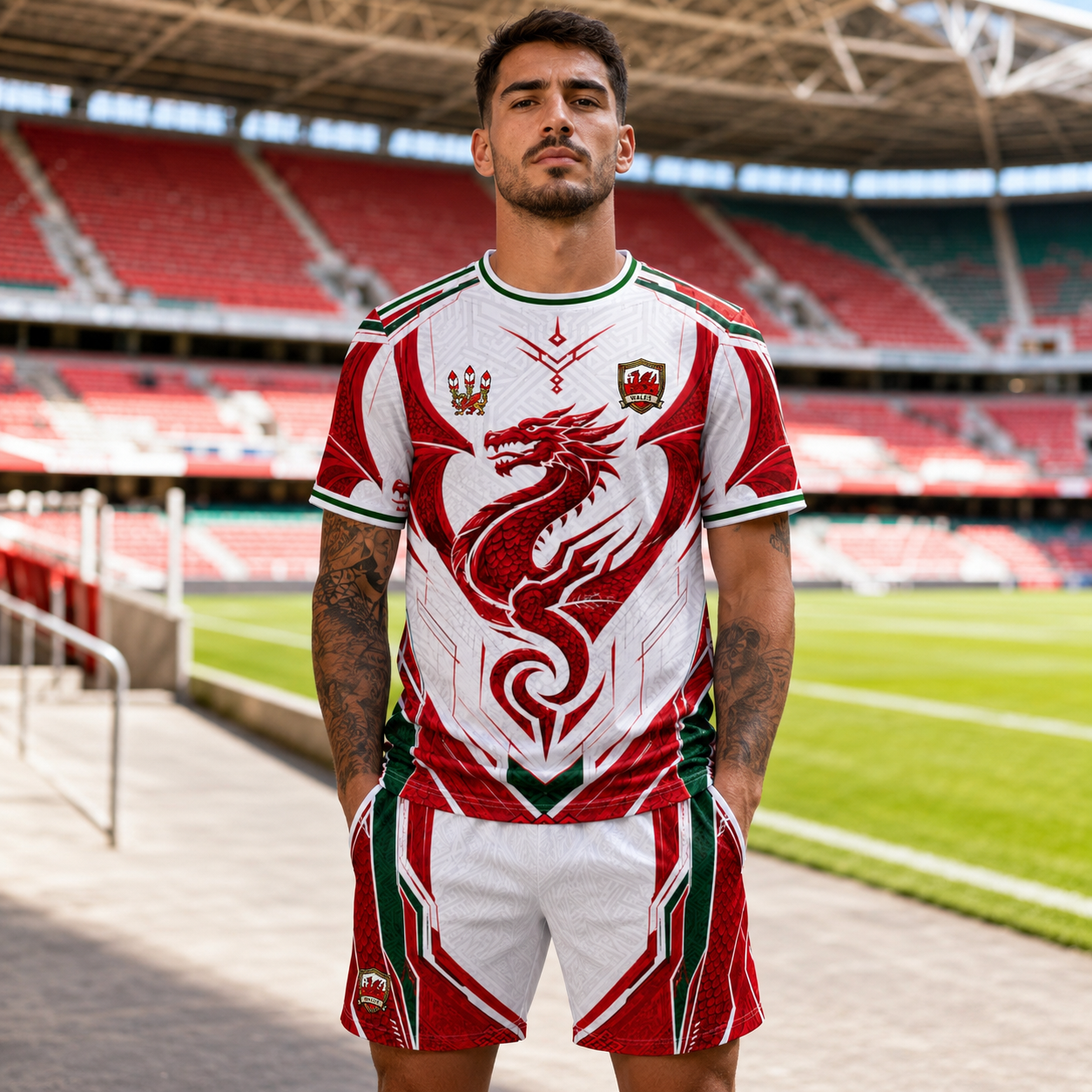 Wales Red Dragon Soccer Kit - Jersey and Shorts Set