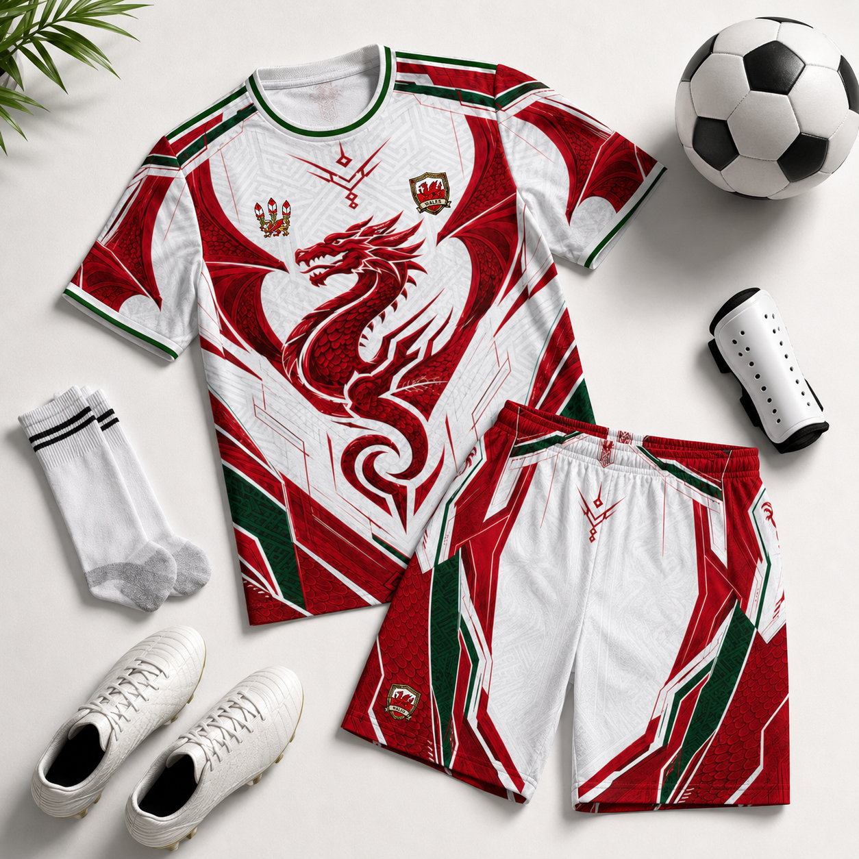 Wales Red Dragon Soccer Kit - Jersey and Shorts Set