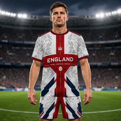 England Pride and Heritage Football Jersey Set with Shorts - Perfect England Football Jersey Set for Fans