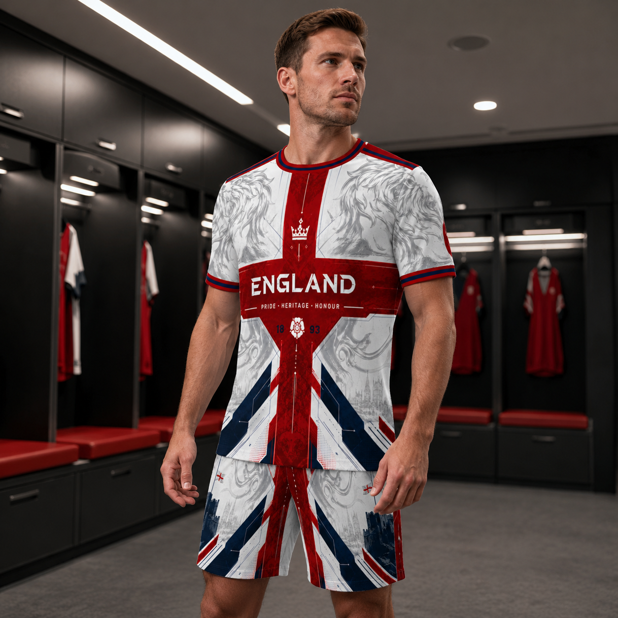 England Pride and Heritage Football Jersey Set with Shorts - Perfect England Football Jersey Set for Fans