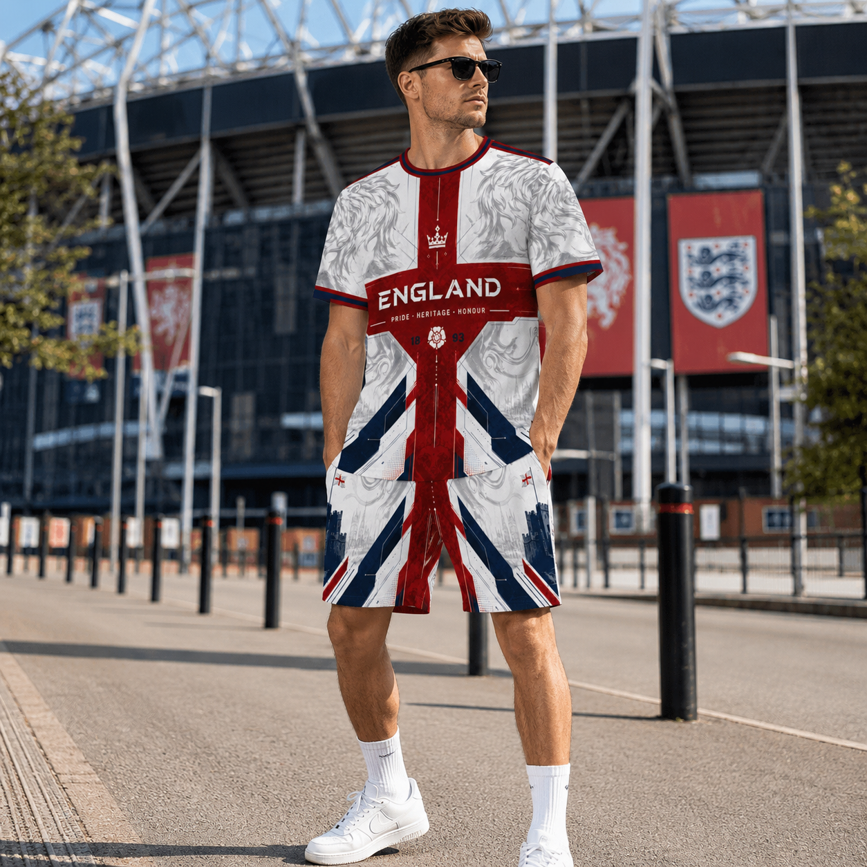 England Pride and Heritage Football Jersey Set with Shorts - Perfect England Football Jersey Set for Fans