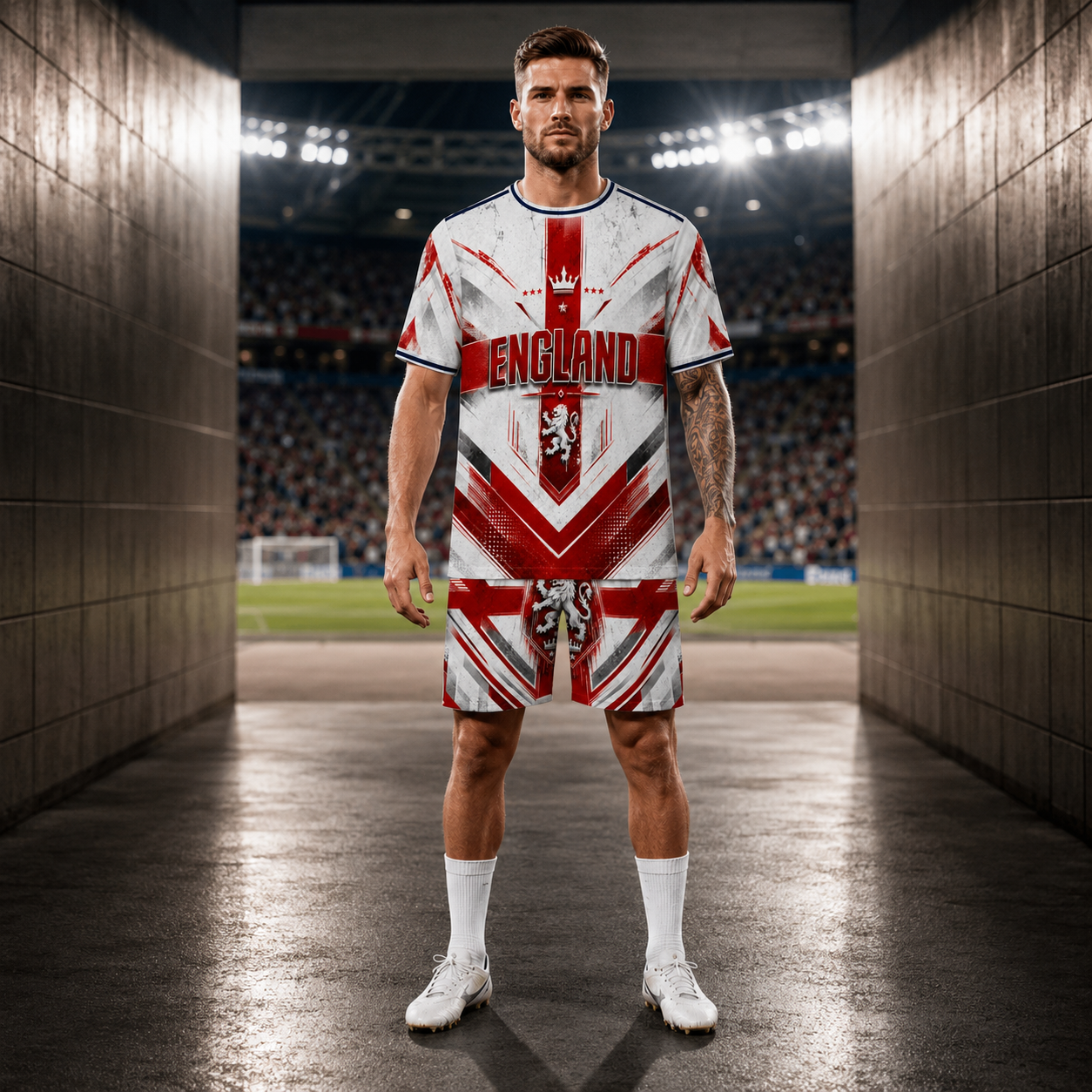 England St. George Cross Football Jersey Set with Shorts