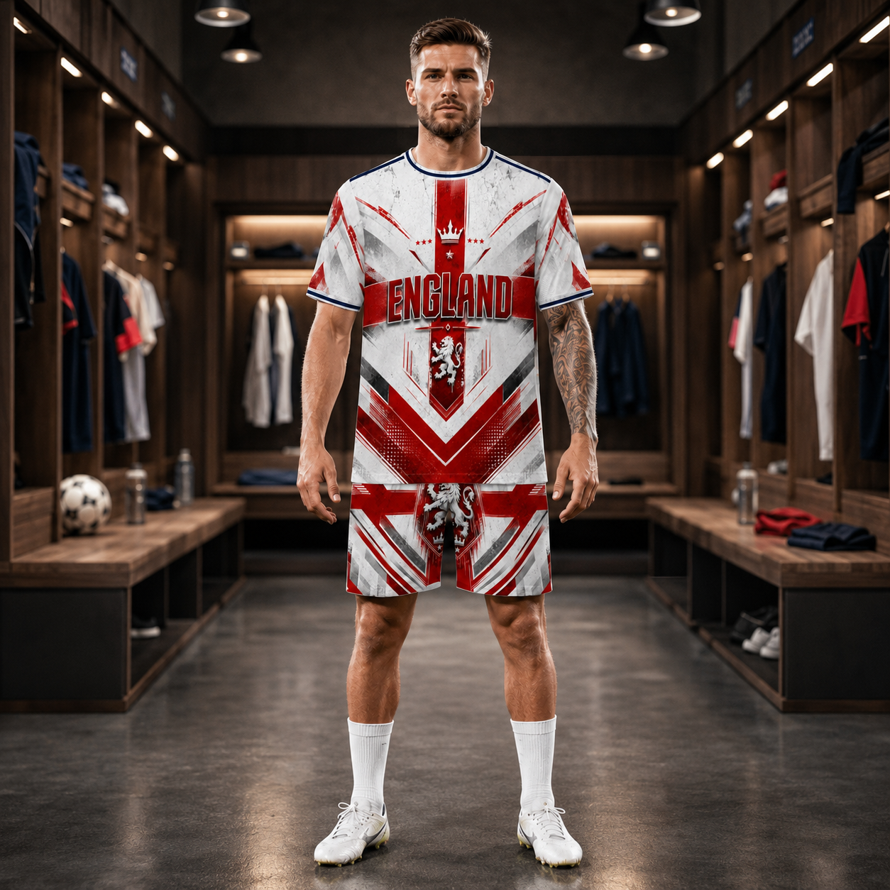 England St. George Cross Football Jersey Set with Shorts