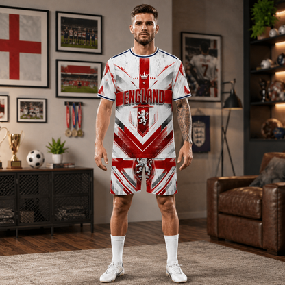 England St. George Cross Football Jersey Set with Shorts