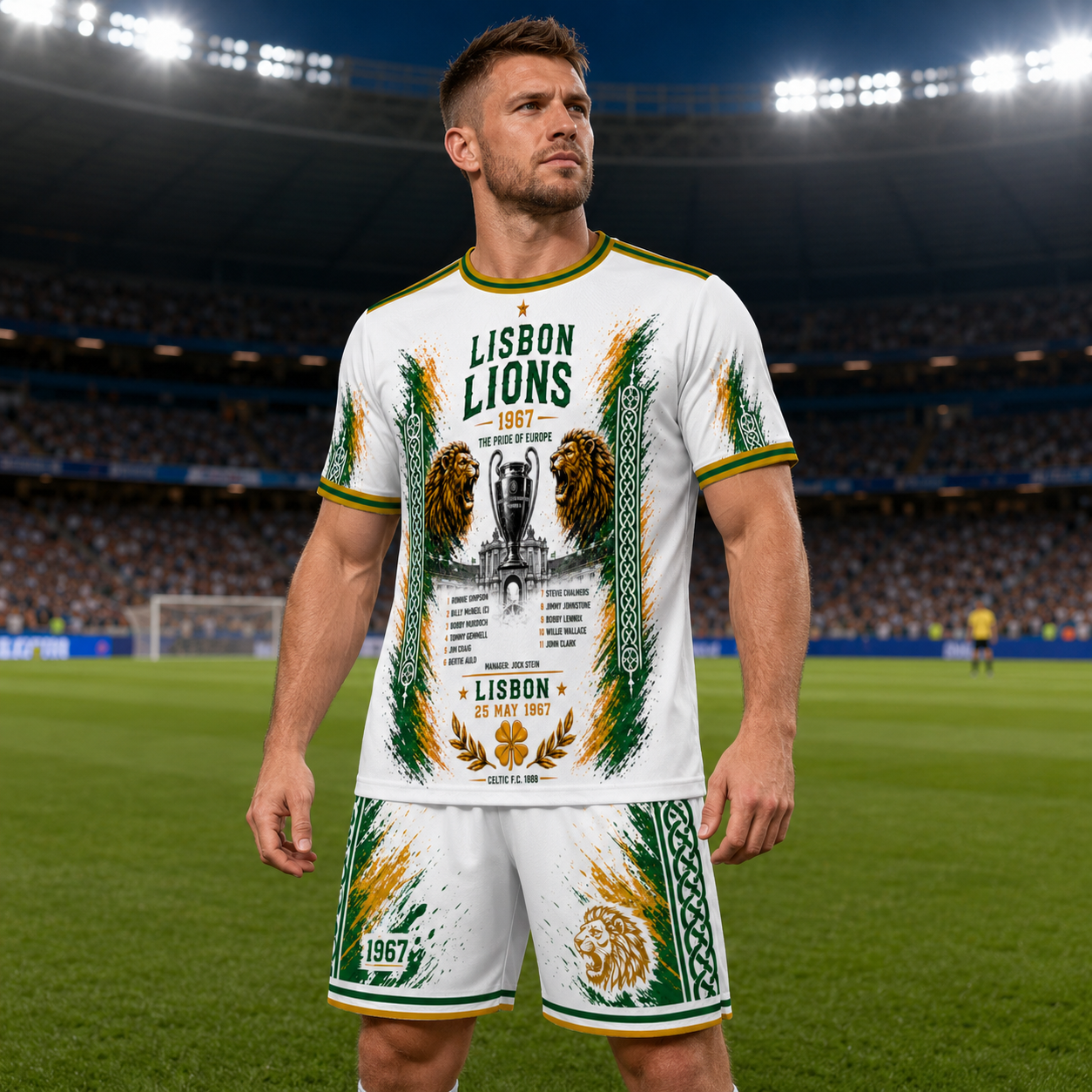 Retro Green White Soccer Jersey & Shorts Set - Lisbon Lions Inspired Football Kit