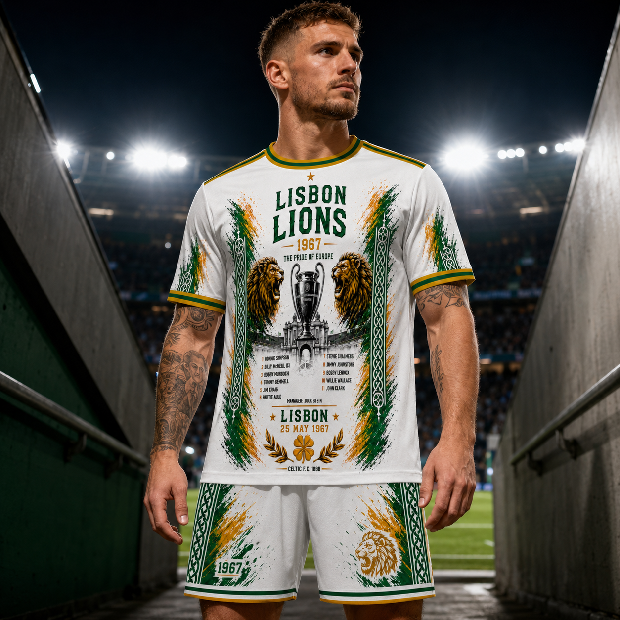 Retro Green White Soccer Jersey & Shorts Set - Lisbon Lions Inspired Football Kit
