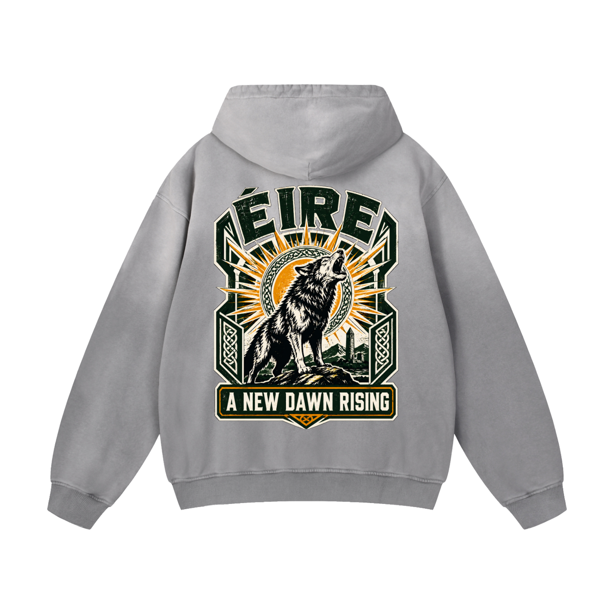 EIRE: A New Dawn Rising – Heavyweight Sunfade Oversized Hoodie | Premium Streetwear - Celtic Wolfwear