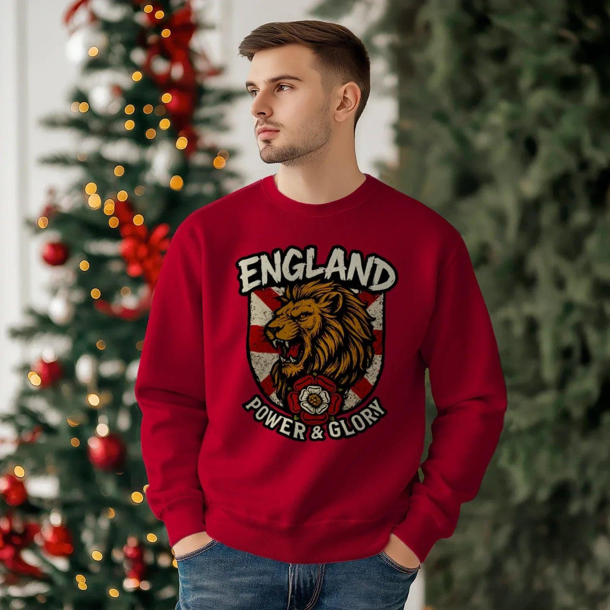 England Power & Glory Shield Sweatshirt – Unisex Crewneck - Celtic Wolfwear