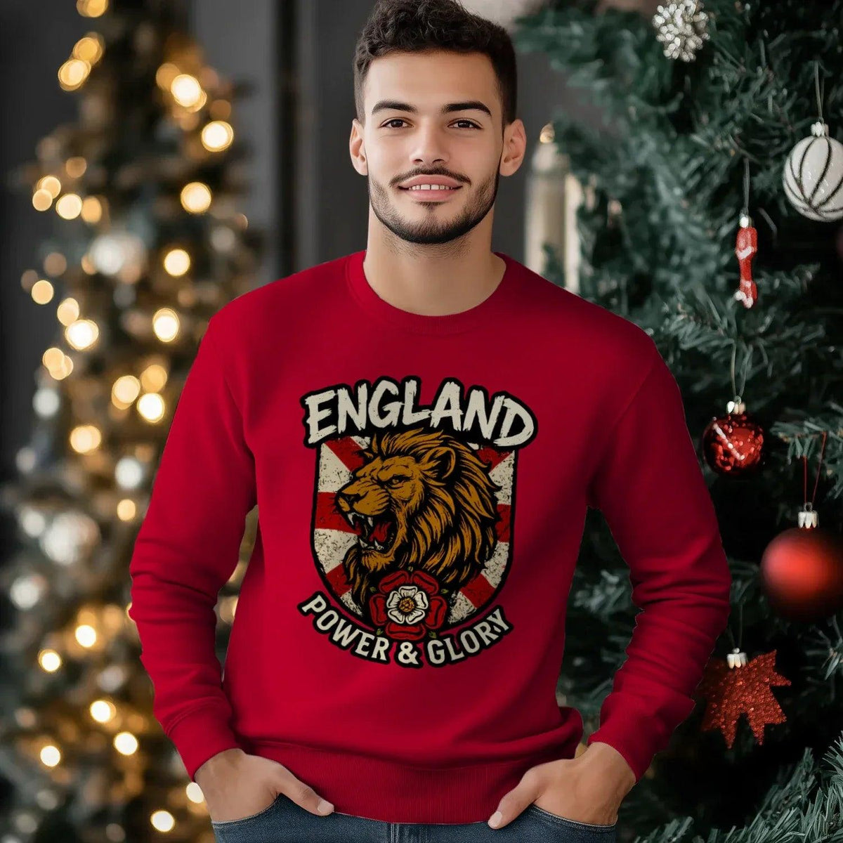 England Power & Glory Shield Sweatshirt – Unisex Crewneck - Celtic Wolfwear