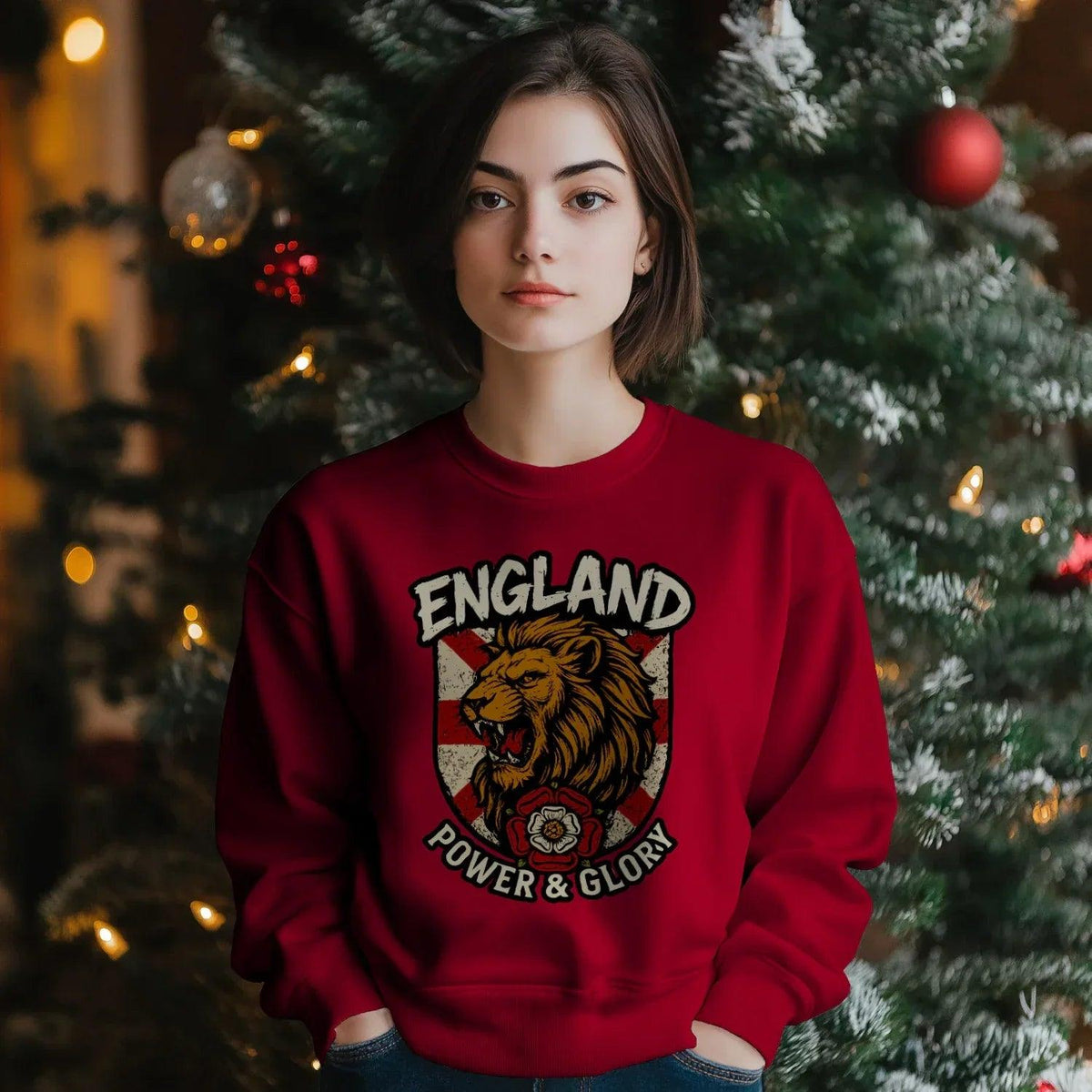 England Power & Glory Shield Sweatshirt – Unisex Crewneck - Celtic Wolfwear