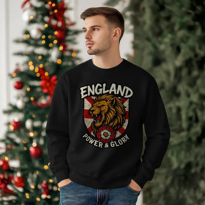 England Power & Glory Shield Sweatshirt – Unisex Crewneck - Celtic Wolfwear