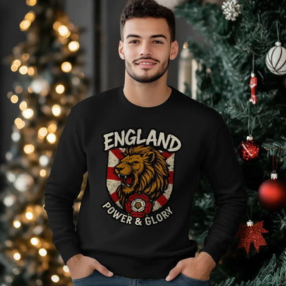 England Power & Glory Shield Sweatshirt – Unisex Crewneck - Celtic Wolfwear