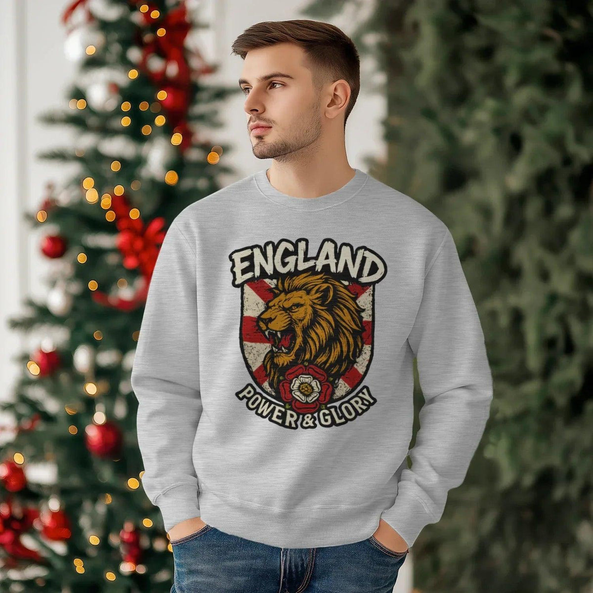 England Power & Glory Shield Sweatshirt – Unisex Crewneck - Celtic Wolfwear