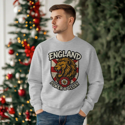 England Power & Glory Shield Sweatshirt – Unisex Crewneck - Celtic Wolfwear