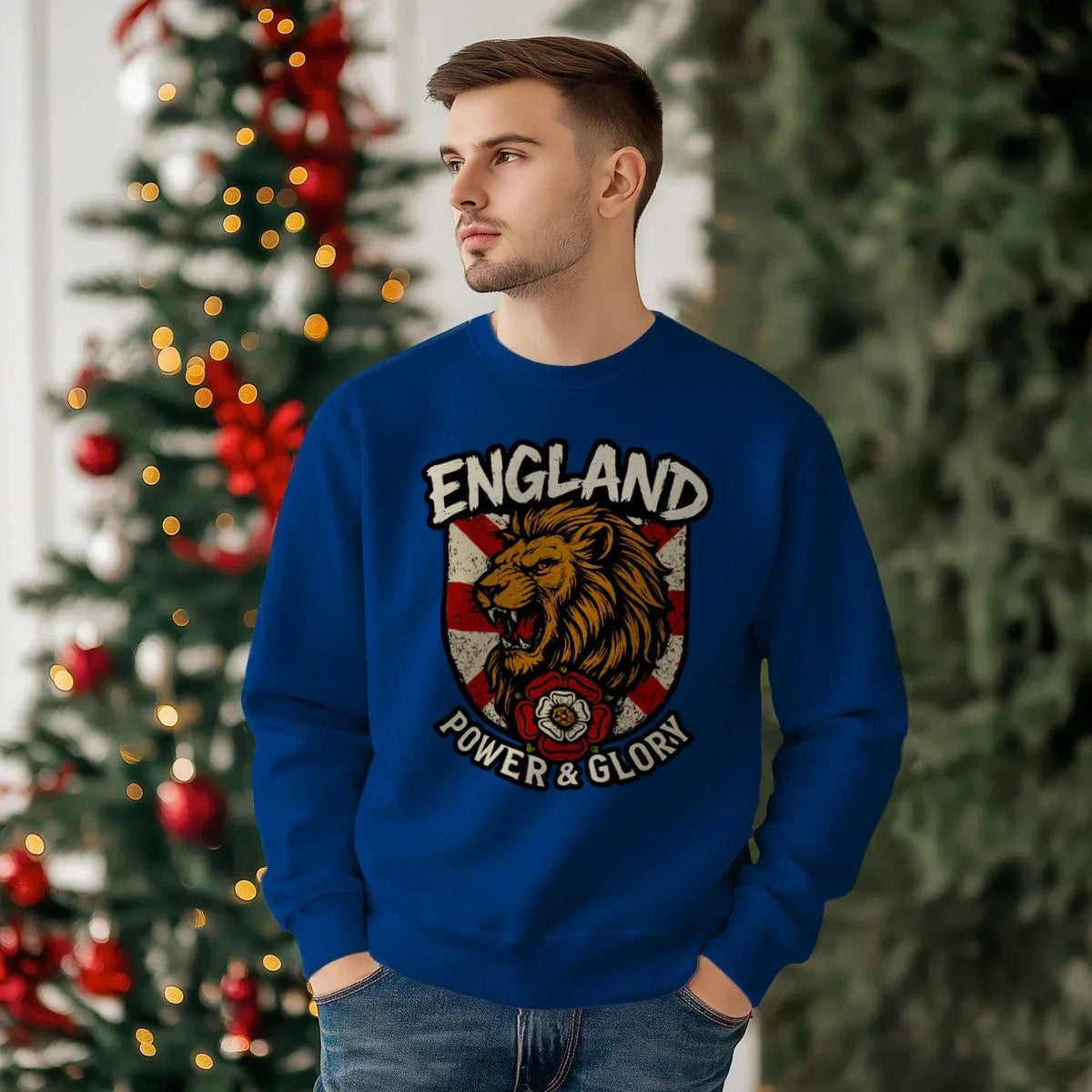 England Power & Glory Shield Sweatshirt – Unisex Crewneck - Celtic Wolfwear