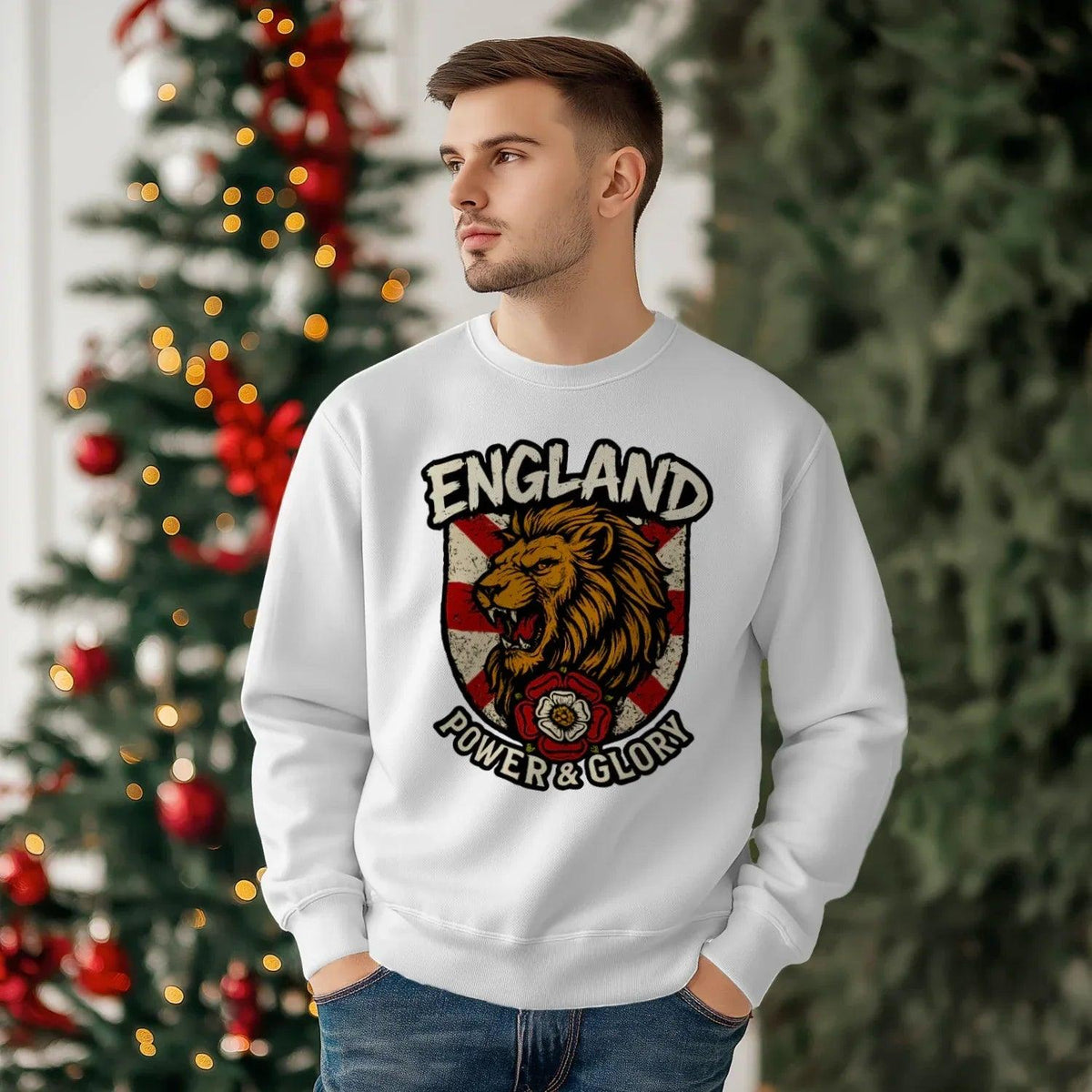 England Power & Glory Shield Sweatshirt – Unisex Crewneck - Celtic Wolfwear