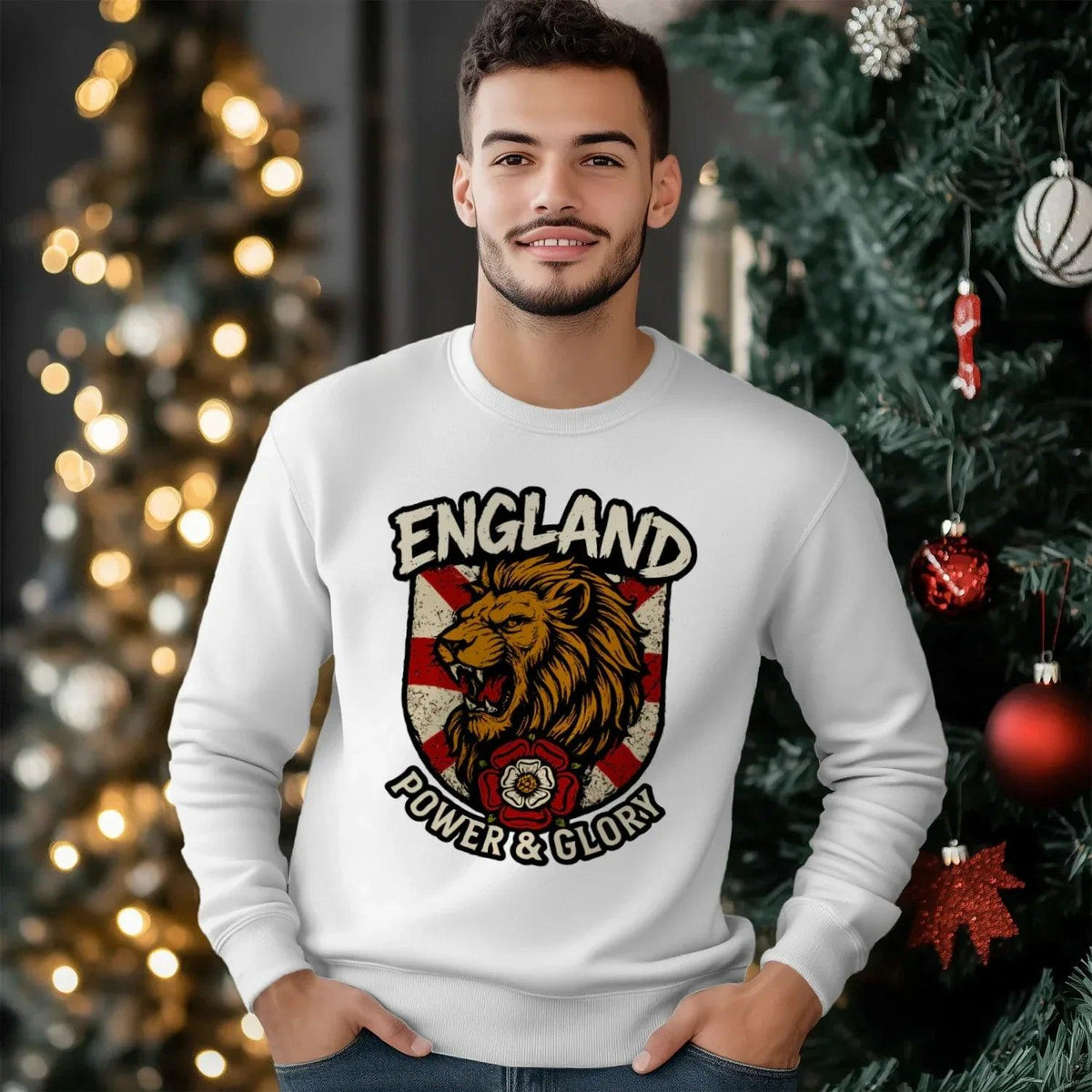 England Power & Glory Shield Sweatshirt – Unisex Crewneck - Celtic Wolfwear
