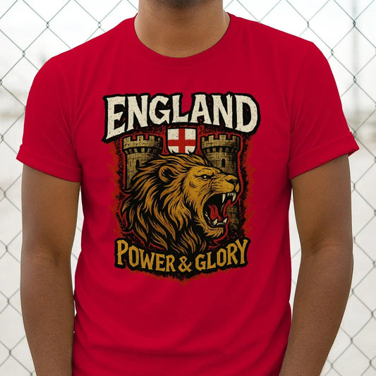 England Power & Glory T-Shirt – Roaring Lion Crest Tee - Celtic Wolfwear