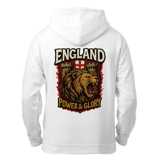 England Power & Glory Zip Hoodie – Lion Crest Jacket - Celtic Wolfwear
