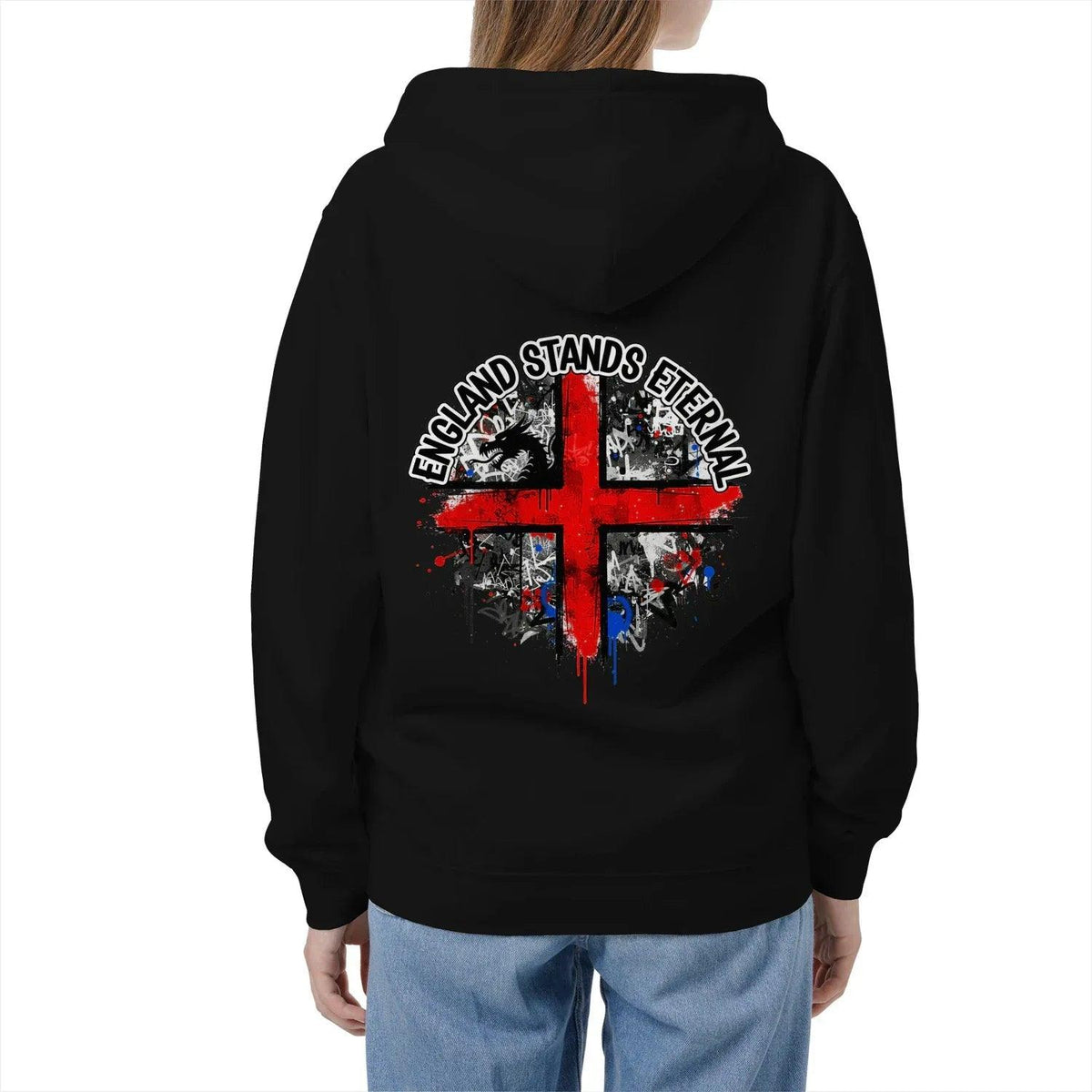 England Stands Eternal Zip Hoodie – Red Cross Shield - Celtic Wolfwear